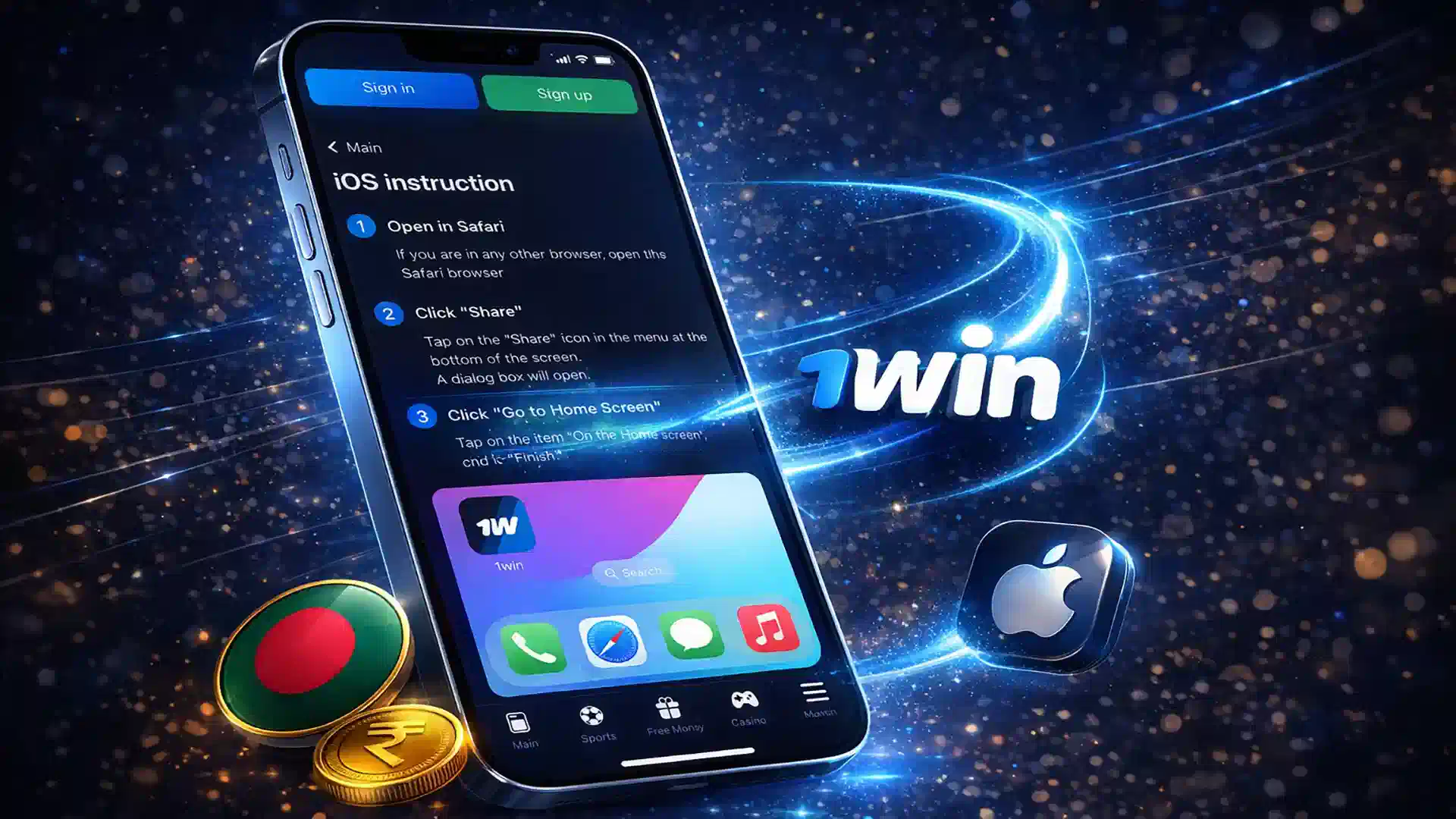 Step-by-step guide to install 1win for ios on iPhone and iPad